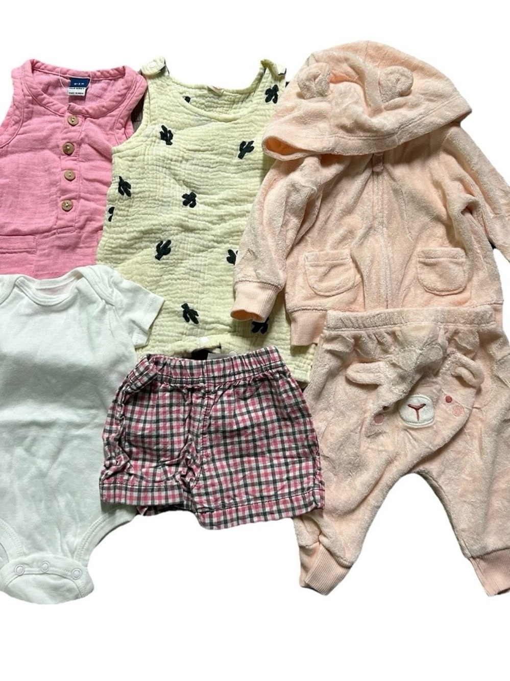 Baby Girl Summer Rompers Pink Terry Cloth Set Shorts Size 0-3 Months